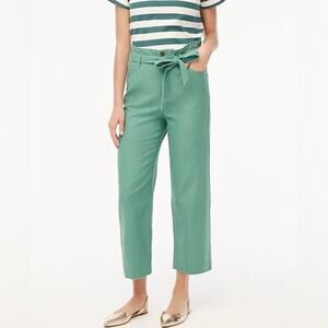 NWT J. Crew Factory Cropped Twill Paper Bag Pants Green Size 0